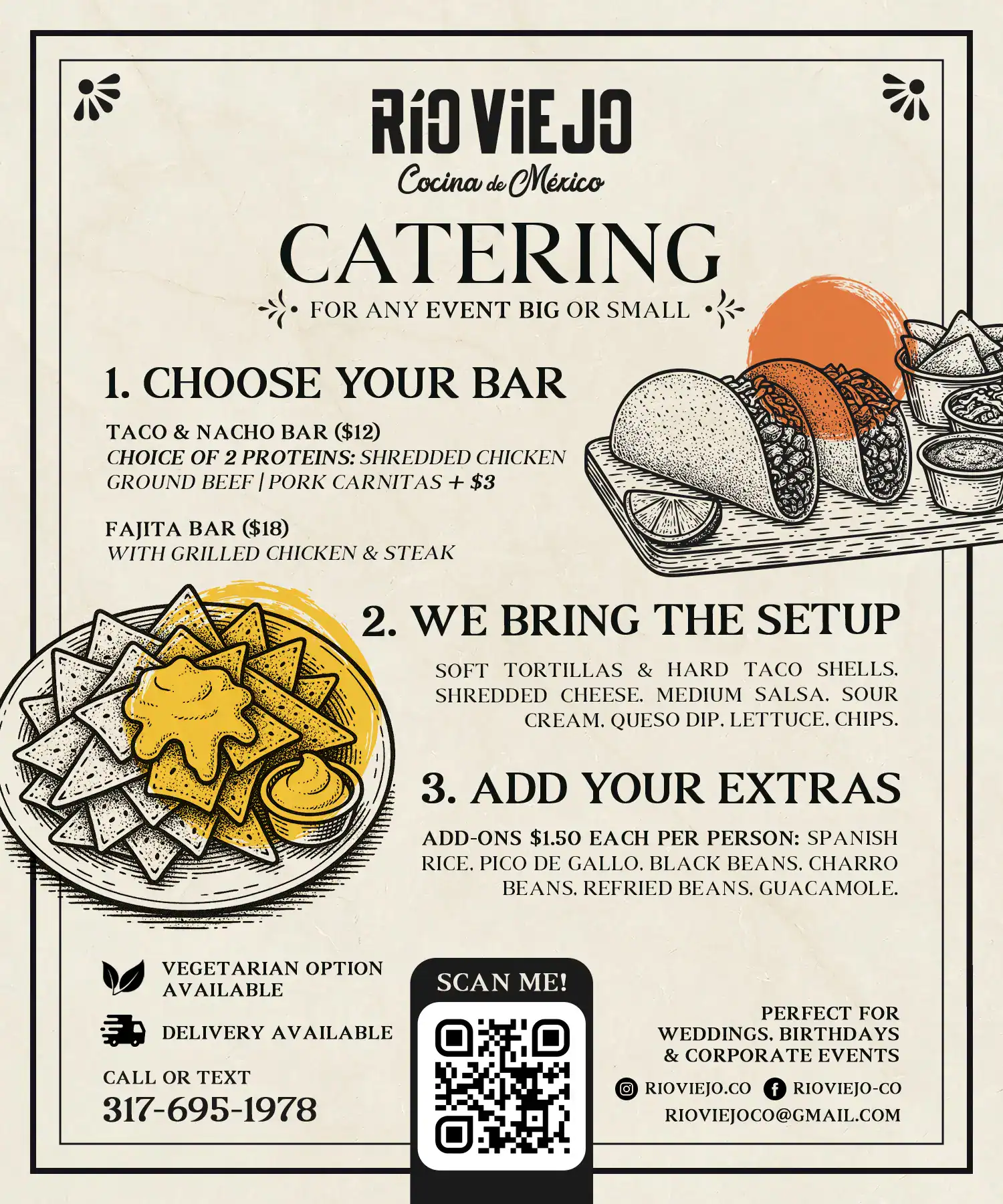 Rio Viejo catering package menu