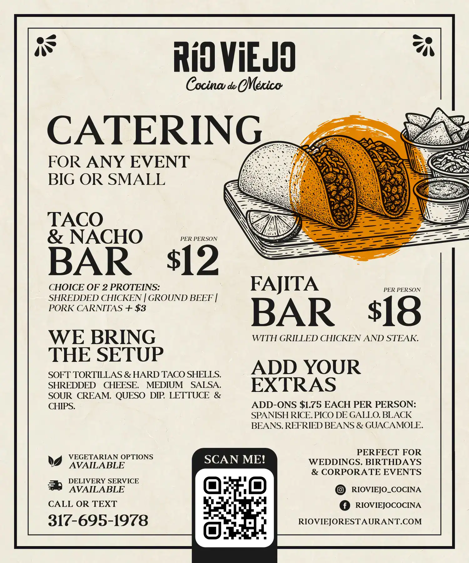 Rio Viejo catering package menu