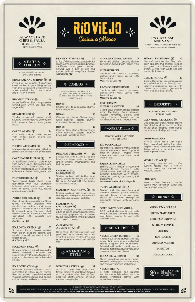 Rio Viejo main menu — page two